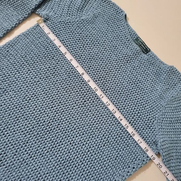 Lauren Ralph Lauren Women's Slate Blue Hand Knit Boatneck Pullover Sweater - Picture 3 of 10